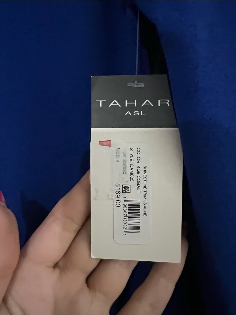 Tahari ASL Cobalt Blue Long-Sleeve Mini Dress - Picture 7 of 8